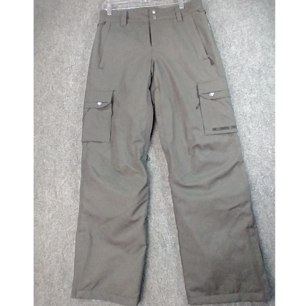 Millennium Three Evan Snow Pants Mens Small Grey Cargo Insulated Ski Snowboard